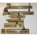 SIX BRASS DOOR BOLTS