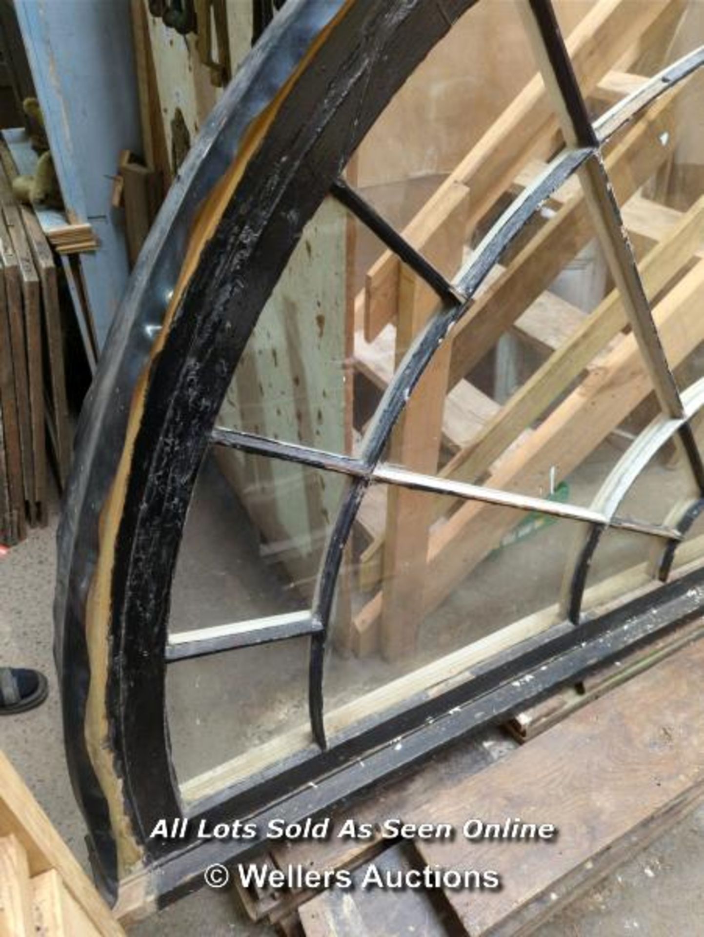 MASSIVE VICTORIAN FANLIGHT - MISSING TWO PANELS OF GLASS - 57.5" H X 109" - Image 2 of 7