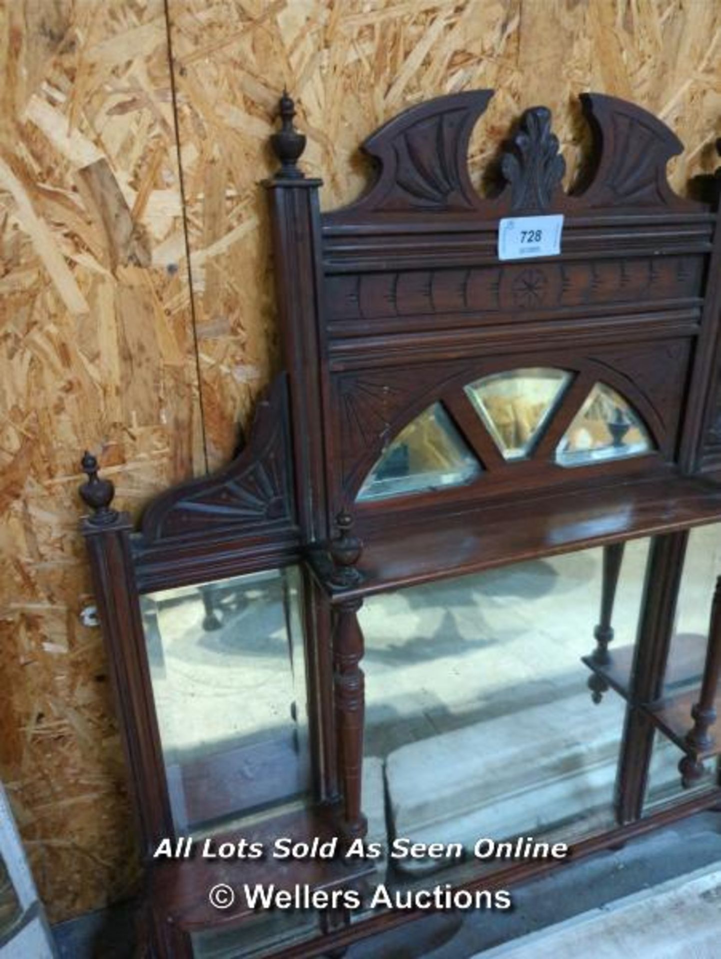 EDWARDIAN OVER MANTLE MIRROR - 37" H X 33" W - Image 2 of 4