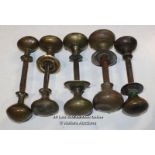 FIVE PAIRS OF GEORGIAN BRASS DOOR HANDLES