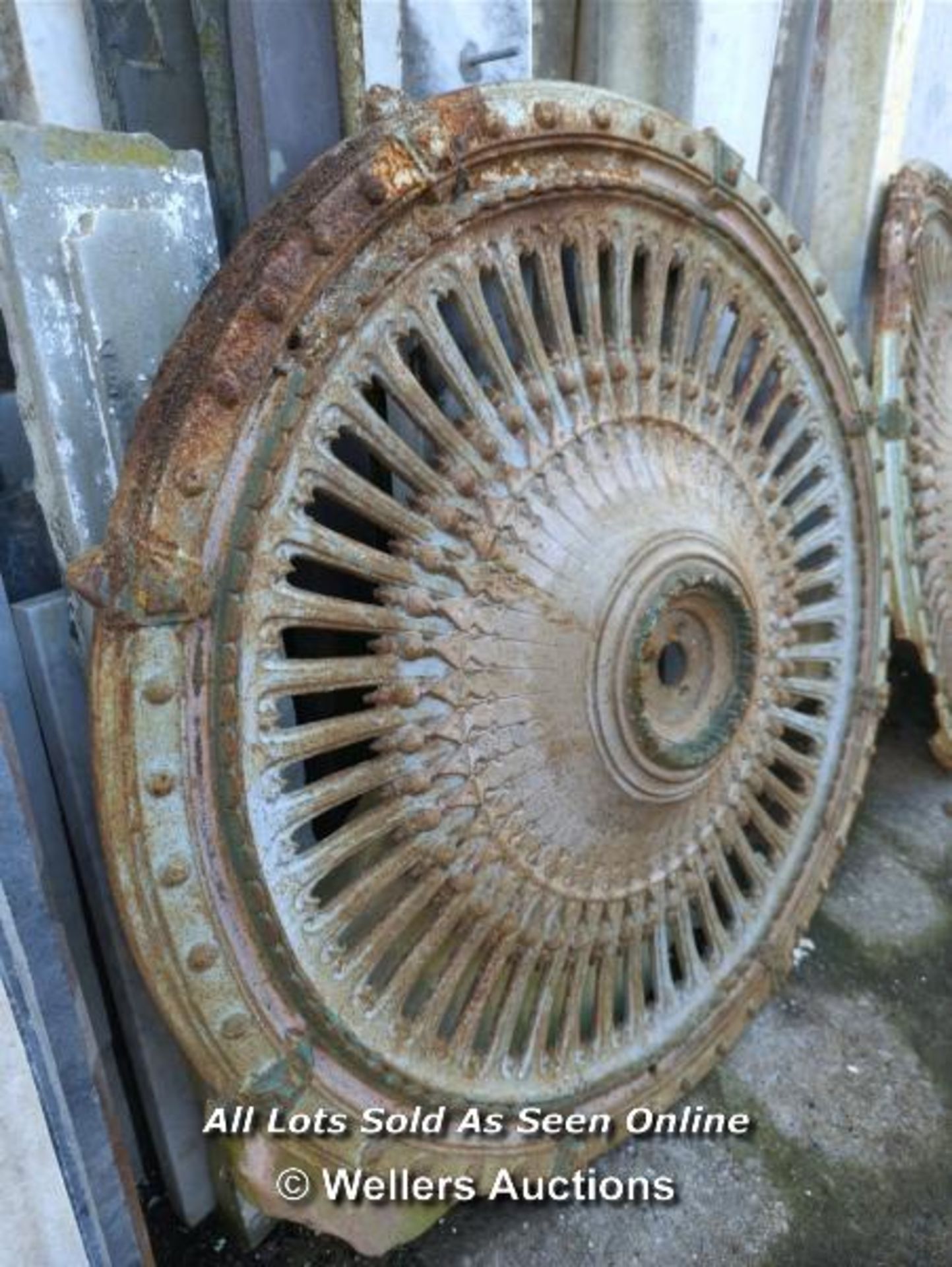 SET OF THREE CAST IRON CEILING ROSES - 35" DIA - Image 3 of 4