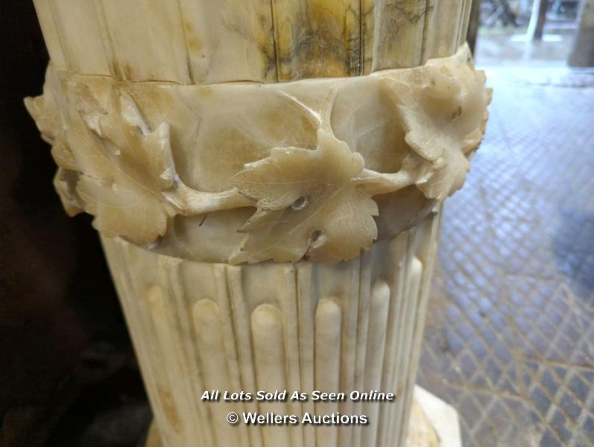 19TH CENTURY ALABASTER CARVED PLINTH - Image 4 of 6