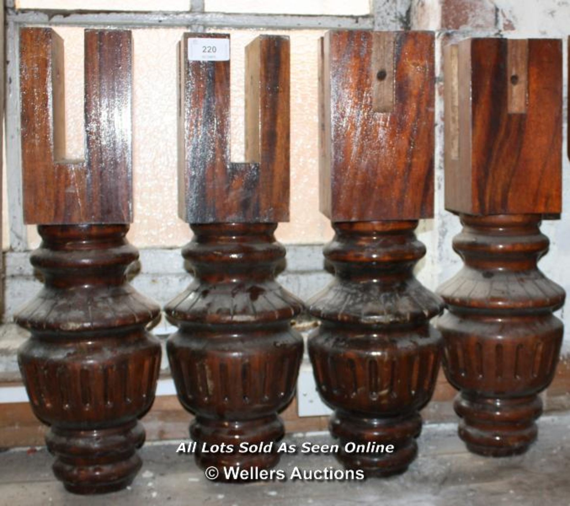 SET OF FOUR MAHOGANY SNOOKER TABLE LEGS