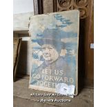 TWO POSTERS INC. CHURCHILL 'LET US GO FORWARD TOGETHER' - 16" X 23" AND FIREBOMB FRITZ