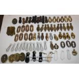 GOOD ASSORTMENT OF BRASS, PORCELAIN, AND WOODEN ESCUTCHEONS AND BACK PLATES