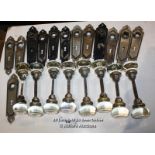 EIGHT PAIRS OF PERIOD GLASS DOOR HANDLES WITH MATCHING BACK PLATES