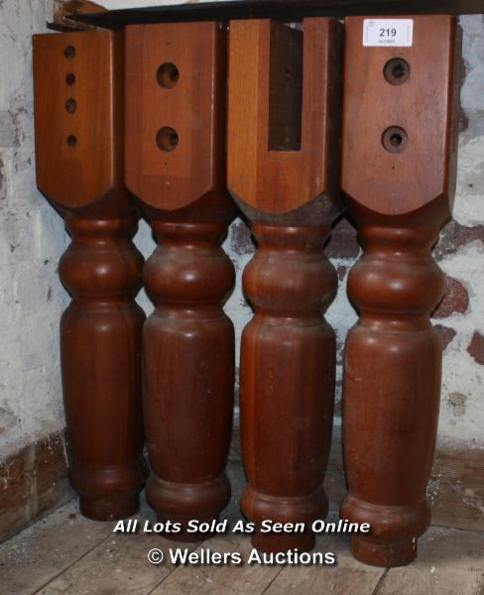 SET OF FOUR MAHOGANY SNOOKER TABLE LEGS