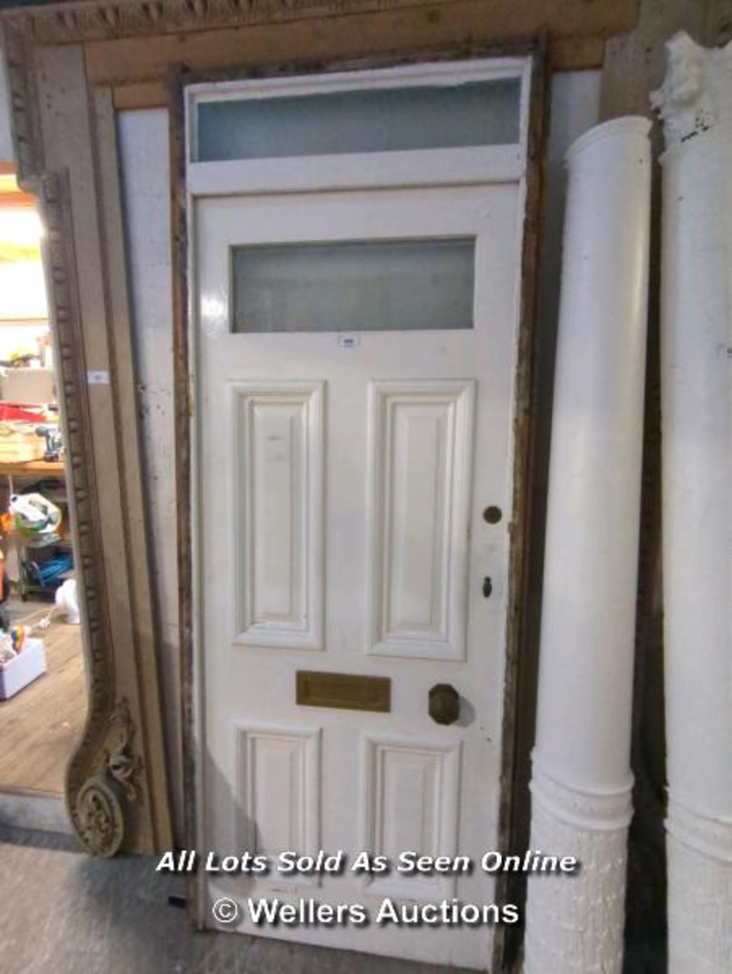 VICTORIAN FRONT DOOR WITH FRAME, LETTER BOX, KNOB AND ORIGINAL KEYS