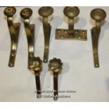 THREE SETS OF PERIOD BRASS CURTAIN POLE SUPPORTS