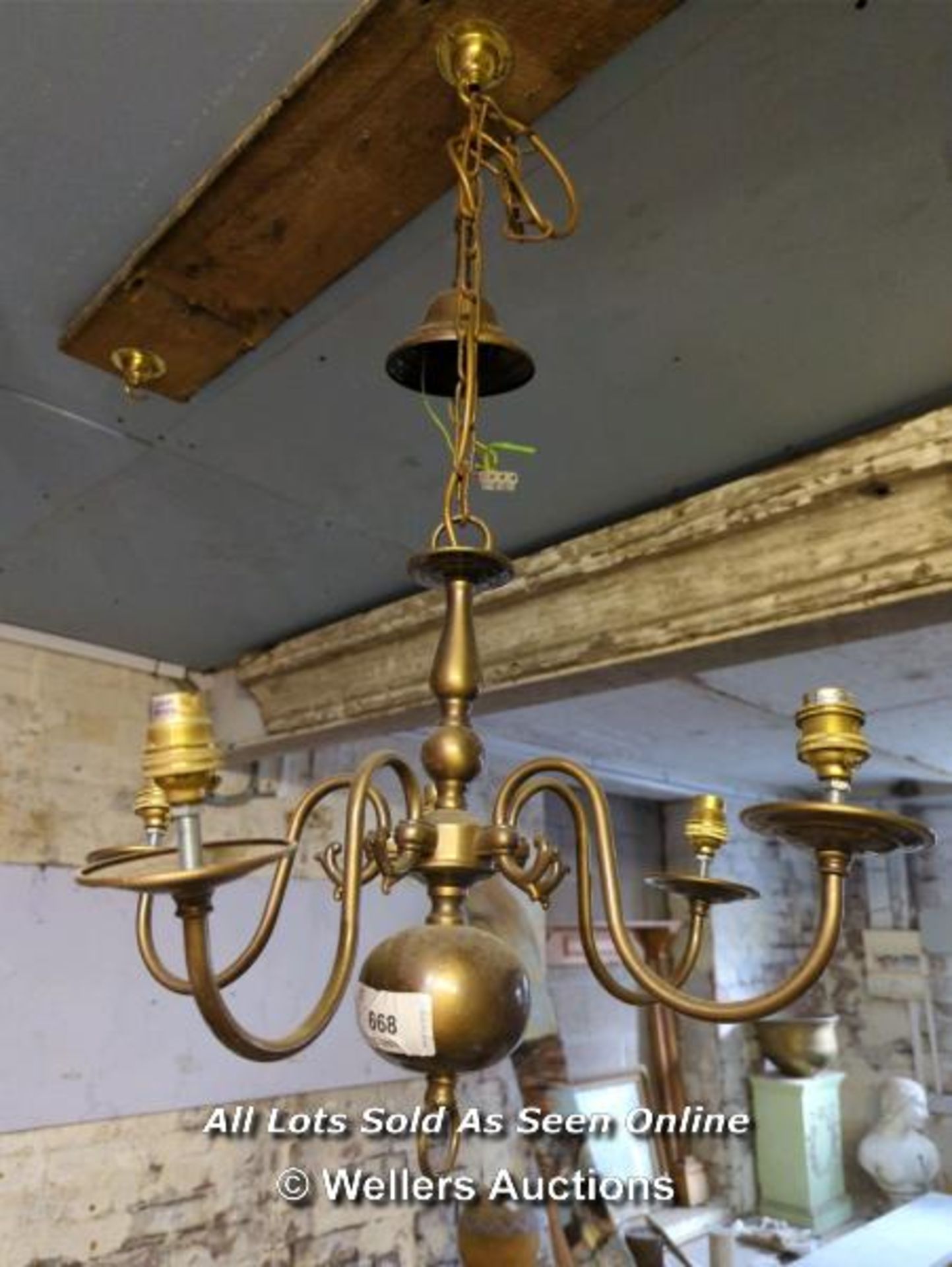 FIVE ARM BRASS CEILING LIGHT - Image 2 of 2