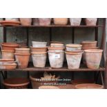 APPROX FORTY-FOUR HAND THROWN FLOWERPOTS - LARGEST 6" DIA