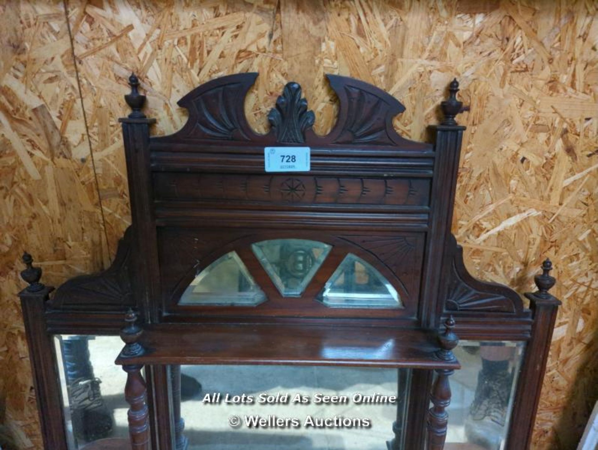 EDWARDIAN OVER MANTLE MIRROR - 37" H X 33" W - Image 4 of 4