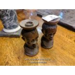 PAIR OF WOODEN CANDLE STICKS