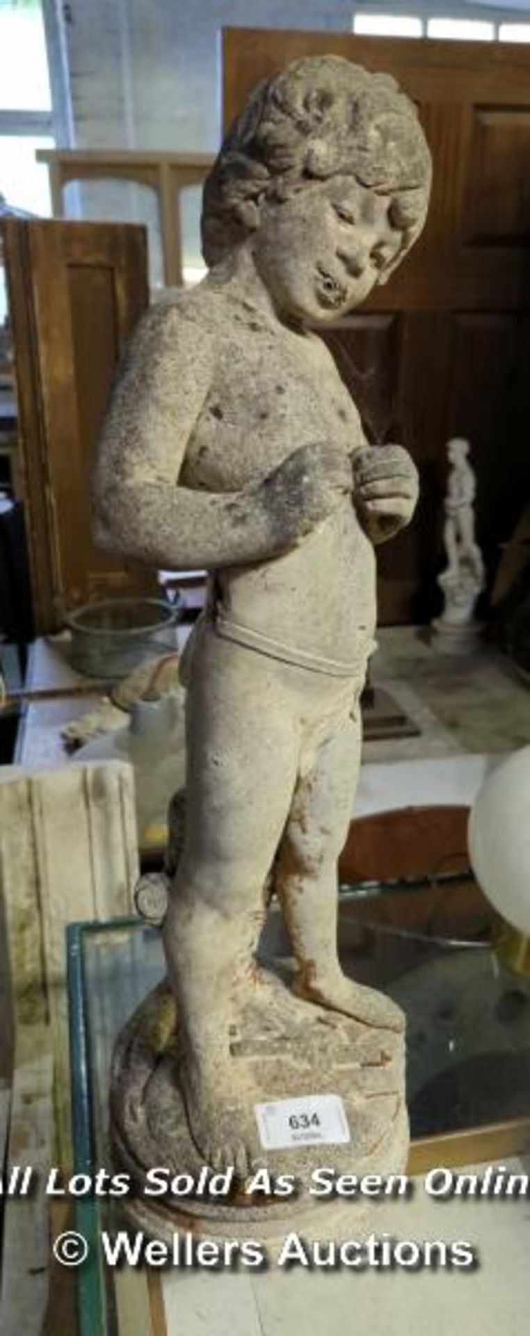 1920'S COMPOSITION STONE FIGURE OF PAN - 30" H