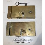 PAIR OF GEORGIAN BRASS RIM LOCKS FROM HOUSE ONCE OCCUPIED BY W.G. GRACE'S BROTHER ETC. - 100 X 170