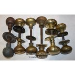 SIX PAIRS PERIOD BRASS DOOR HANDLES