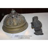 ARTS AND CRAFTS LIGHT FITTING AND CAST IRON DOOR KNOCKER