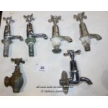 TWO PAIRS OF CHROME BASIN TAPS AND TWO SINGLE TAPS