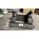 CAST IRON SPHINX BOOT SCRAPER - WITH SOME DAMAGE - 15.5" W X 13.5" D X 8.5" H