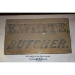 E W WHITE BRASS BUTCHERS SIGN