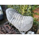 A PAIR OF PORTLAND STONE SCULPTURES OF A TRILOBITE AND SCALLOP SHELL BY THE DUDLEY ARTIST JOHN VERN