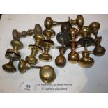 NINE PAIRS MISCELLANEOUS PERIOD BRASS DOOR HANDLES AND TWO SINGLES