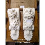 PAIR OF EARLY VICTORIAN CARVED WHITE STATUARY MARBLE CORBELS
