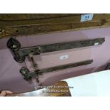 PAIR OF HEAVY DUTY WROUGHT IRON STRAP HINGES