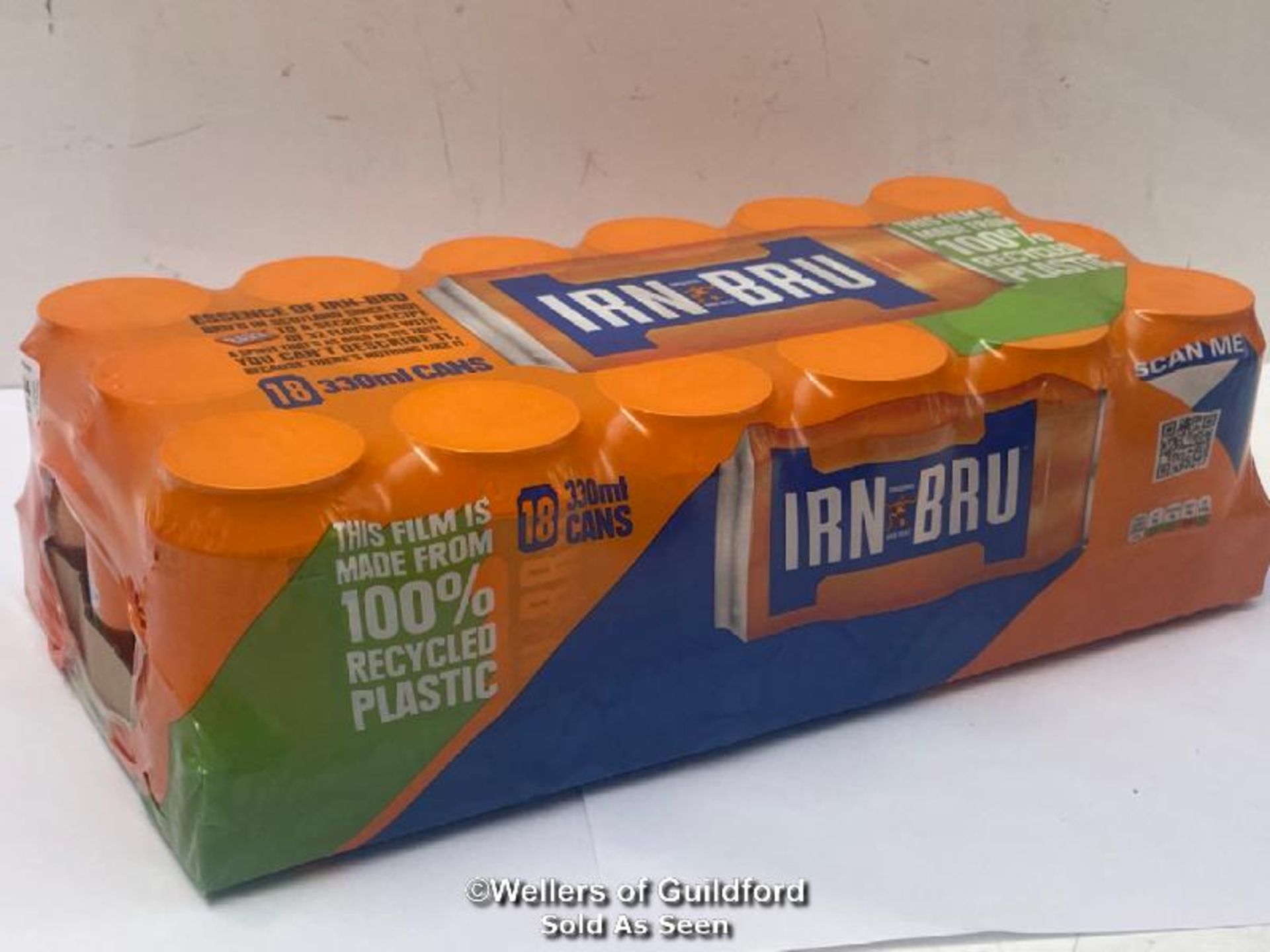 *IRN-BRU FIZZY DRINK CANS, 18 X 330ML / NEW