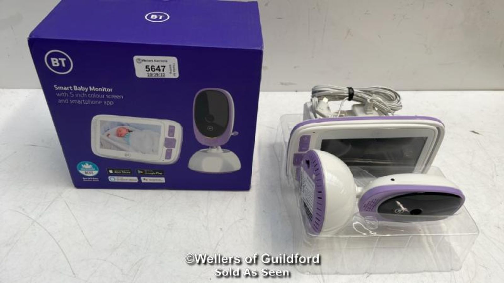 *BT SMART BABY MONITOR / SOME SIGNS OF USE / POWERS UP & APPEARS FUNCTIONAL