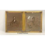 TWO ANTIQUE PASTEL PORTRAITS OF HENRY DAVIES B.1792 D. 1841 AND HIS WIFE MARY ANNE DAVIES D. 1841 OF