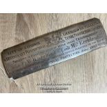 *SILVER PLAQUE - JUNE 1907 CITY OF LONDON, 21 X 6CM, APPROX 93G