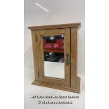 SMALL HANGING OLD PINE MIRRORED CABINET, 40 X 33 X 17CM