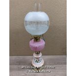 *AN ANTIQUE VICTORIAN OIL LAMP.