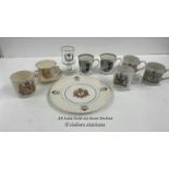 A COLLECTION OF ROYAL COMMEMORATIVE WARE INCLUDING CUPS PLATE AND GLASS