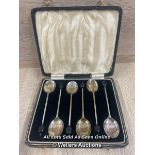 CASED SET OF E.P.N.S. COFFEE SPOONS WITH COFFEE BEAN DECORATION