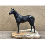 A BRONZE HORSE MOUNTED ON A MARBLE BASE, 22 X 19 X 22CM