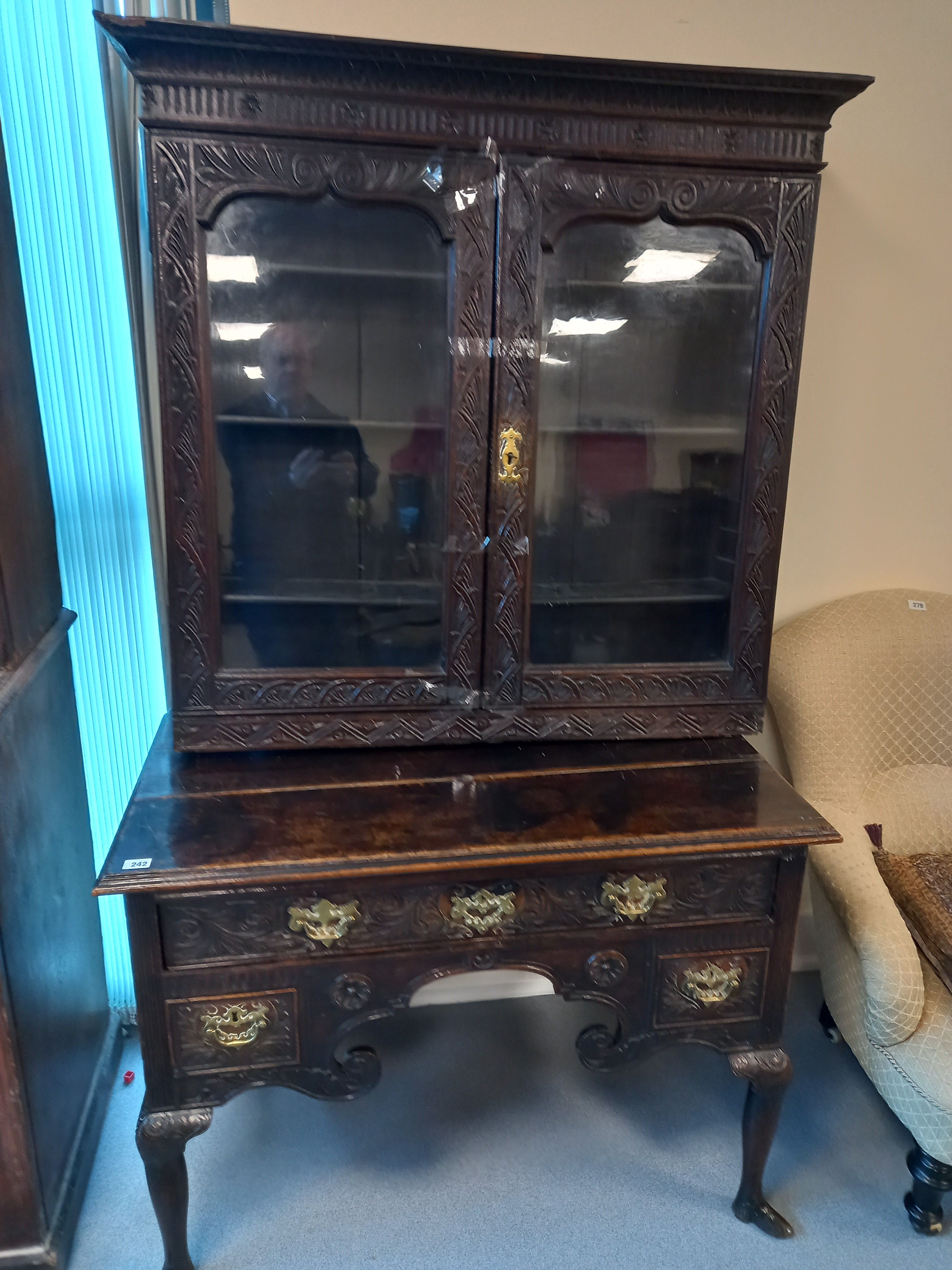 18TH CENTURY CARVED OAK LOWBOY, CARVED B