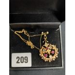 18CT GOLD, RUBY & DIAMOND NECKLACE
