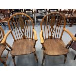 2 VICTORIAN BEECH WHEEL BACK CHAIRS