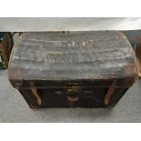 VICTORIAN LEATHER DOMED TOPPED TRUNK