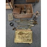 BRASS MAGAZINE RACK, OTHER BRASSWARE ETC