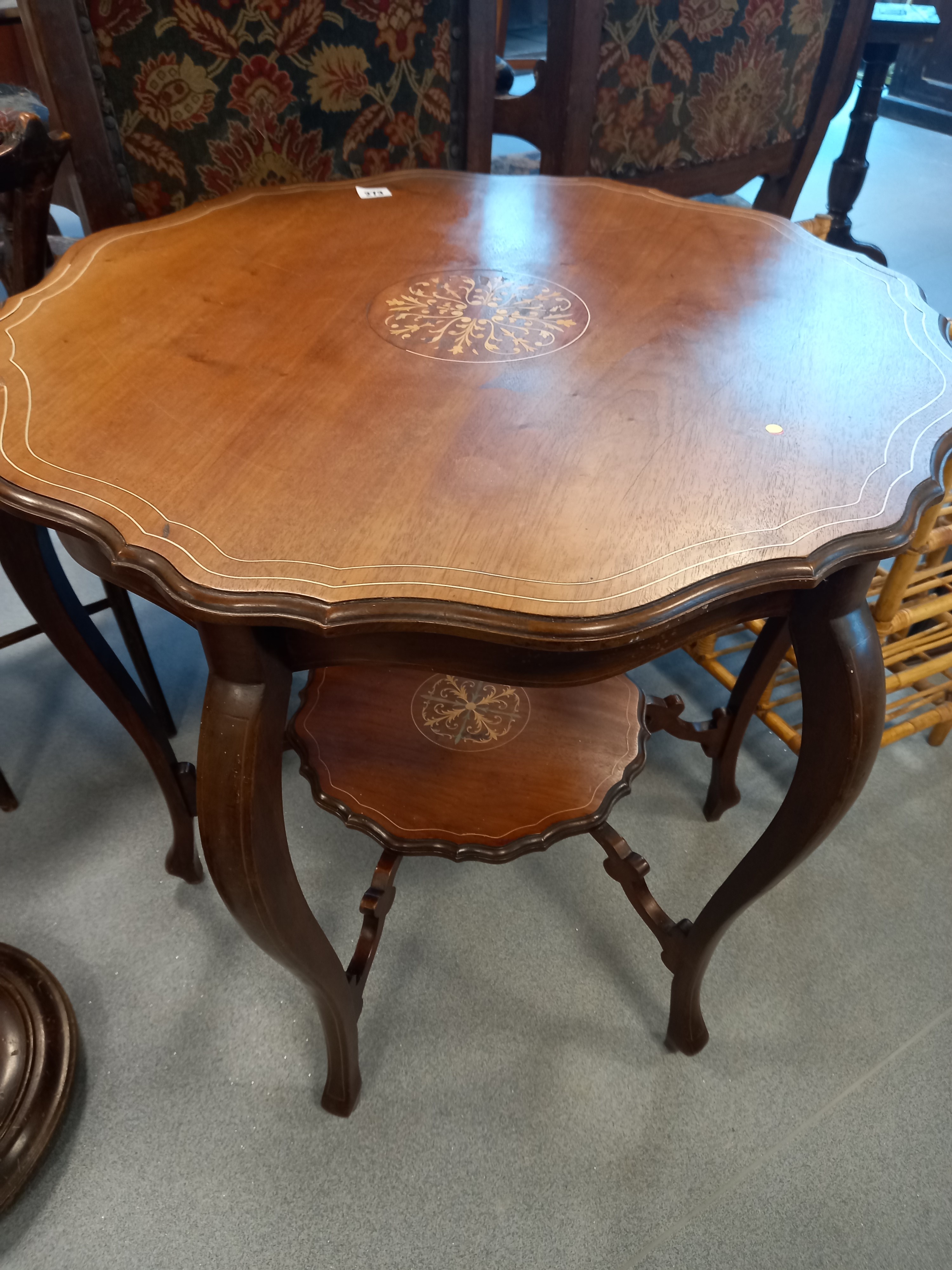 VICTORIAN MAHOGANY SIDE TABLE INLAID TOP