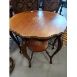 VICTORIAN MAHOGANY SIDE TABLE INLAID TOP