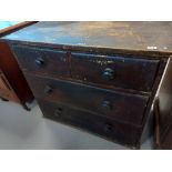 VICTORIAN PINE CHEST OF 4 DRAWERS