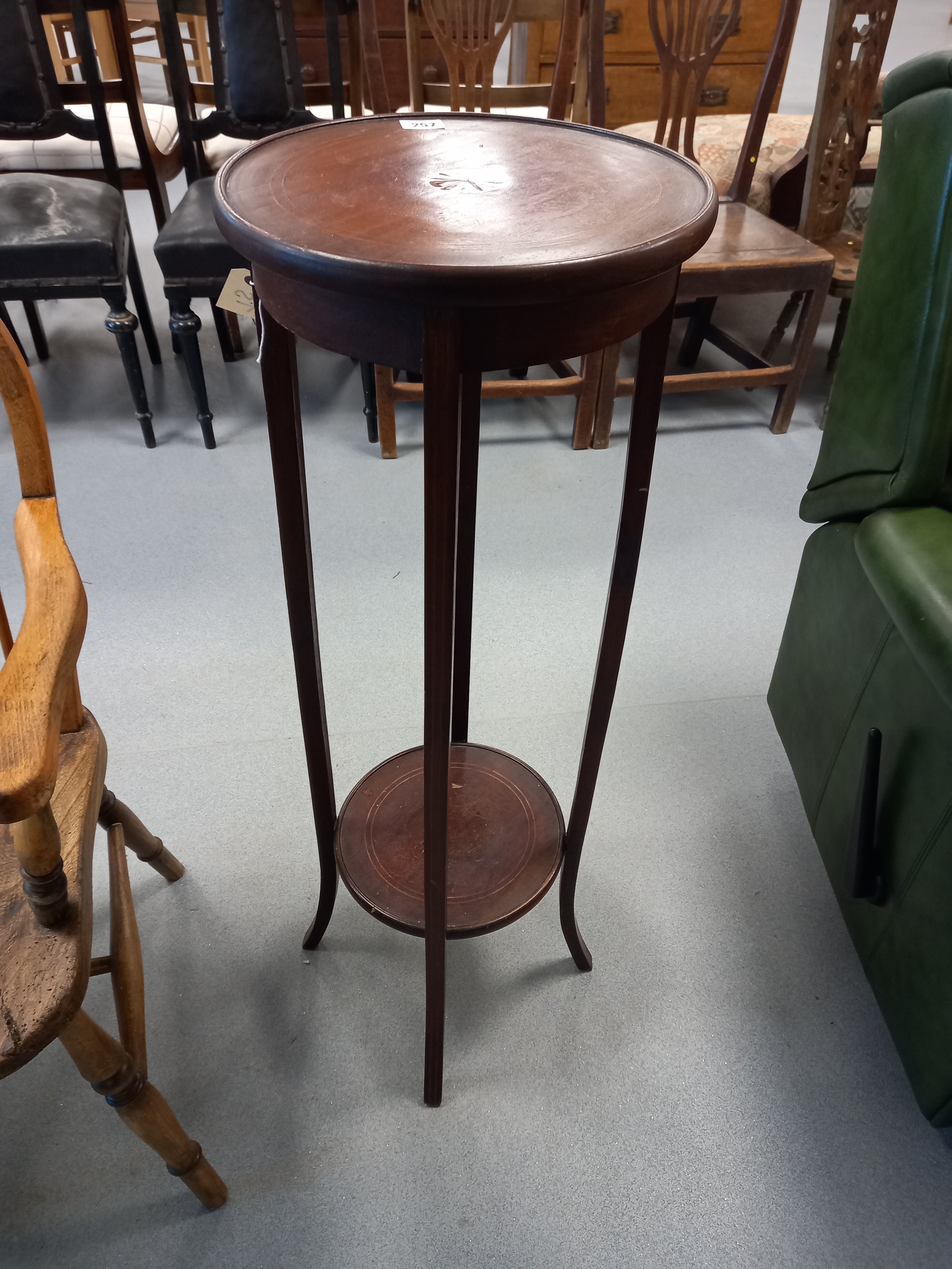 EDWARDIAN MAHOGANY PLANT STAND, INLAID