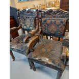PAIR OF VICTORIAN OAK CARVED CHAIRS
