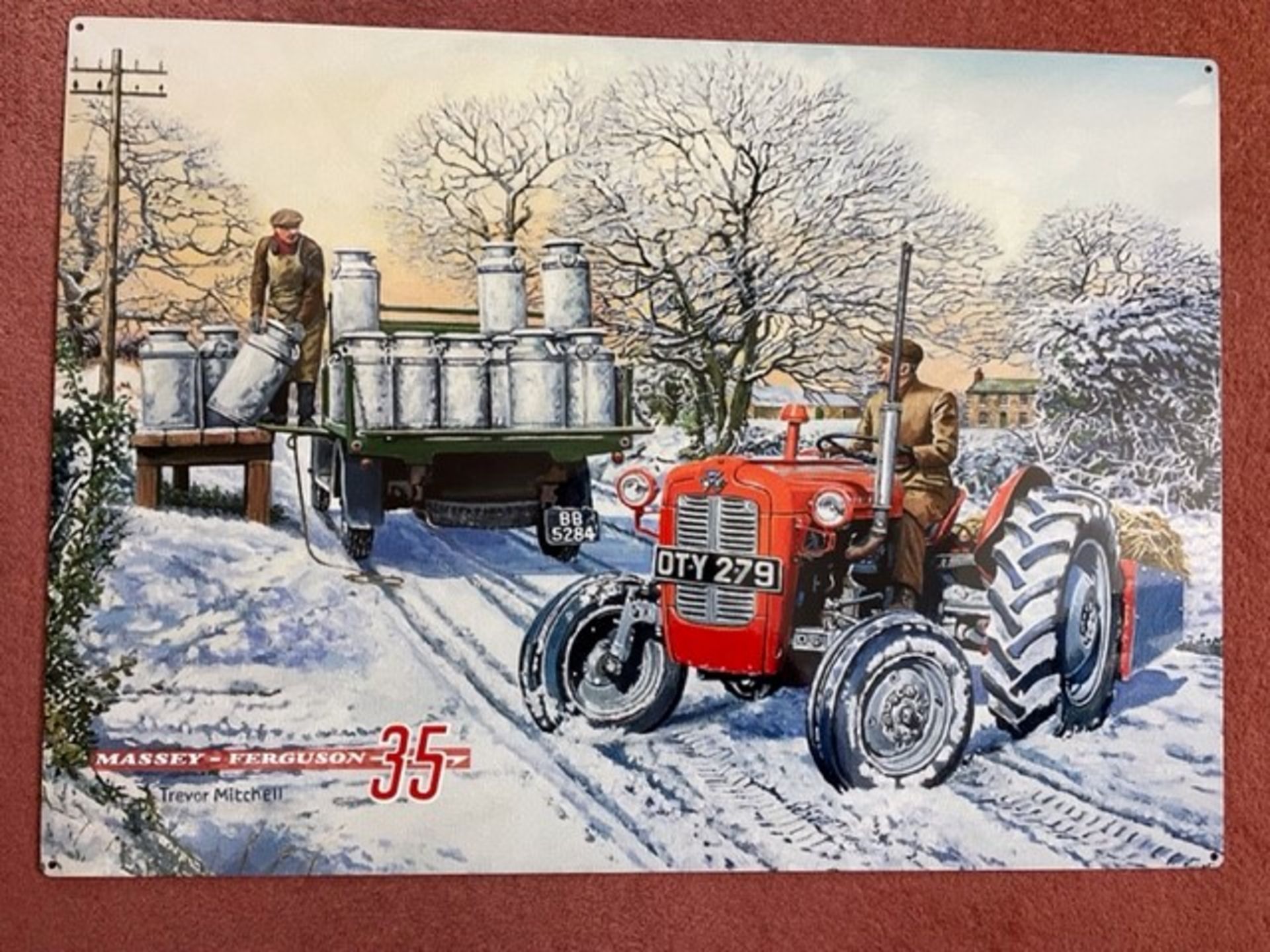 MASSEY FERGUSON 35 IN THE SNOW TIN SIGN