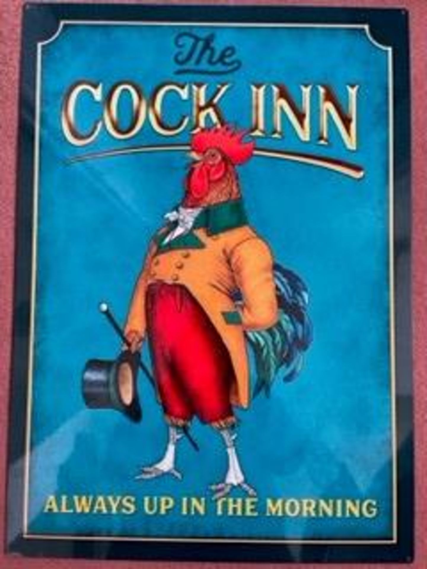 THE COCK INN FREE HOUSE TIN SIGN