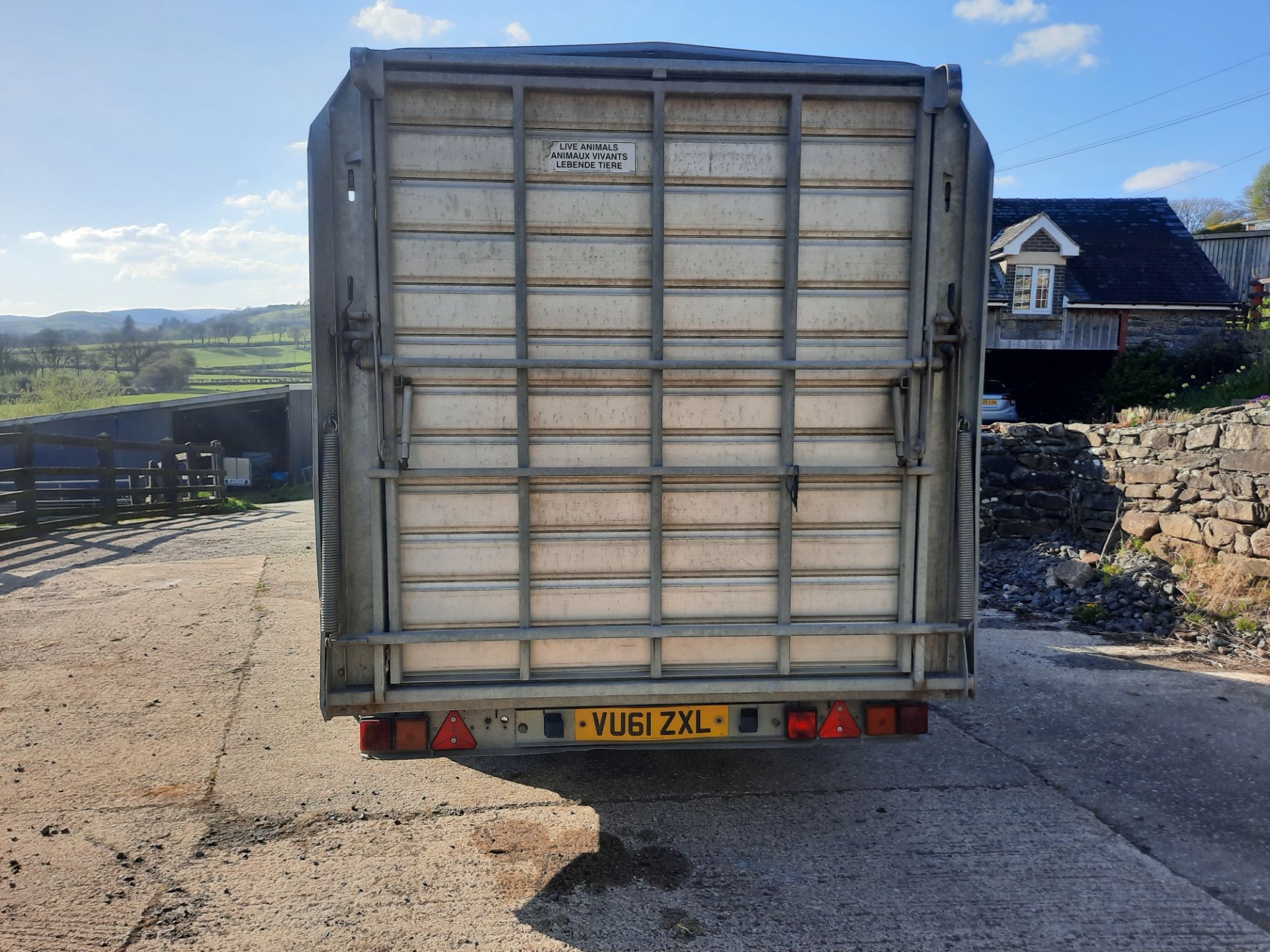12FT IFOR WILLIAMS STOCK TRAILER WITH DE - Image 2 of 9